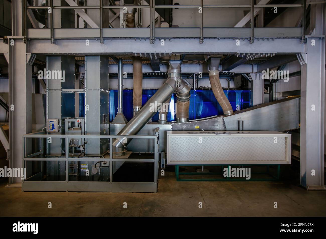 Industrial grain drying machine. Pipeline and separator Stock Photo Alamy