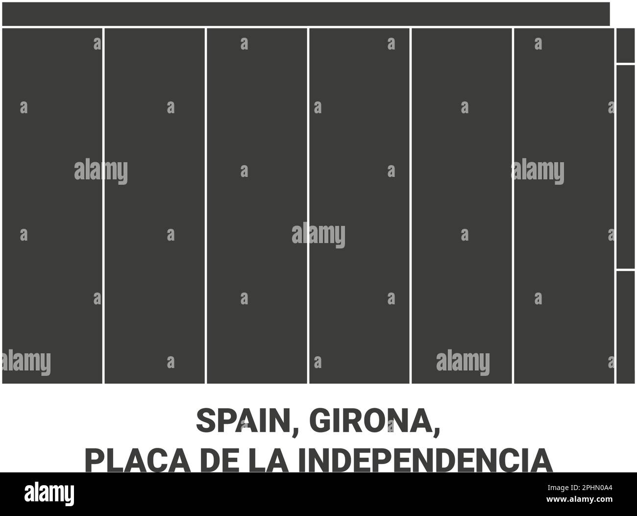 Spain, Girona, Placa De La Independncia travel landmark vector illustration Stock Vector