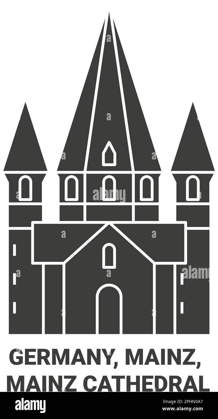 Germany, Mainz, Mainz Cathedral travel landmark vector illustration Stock Vector