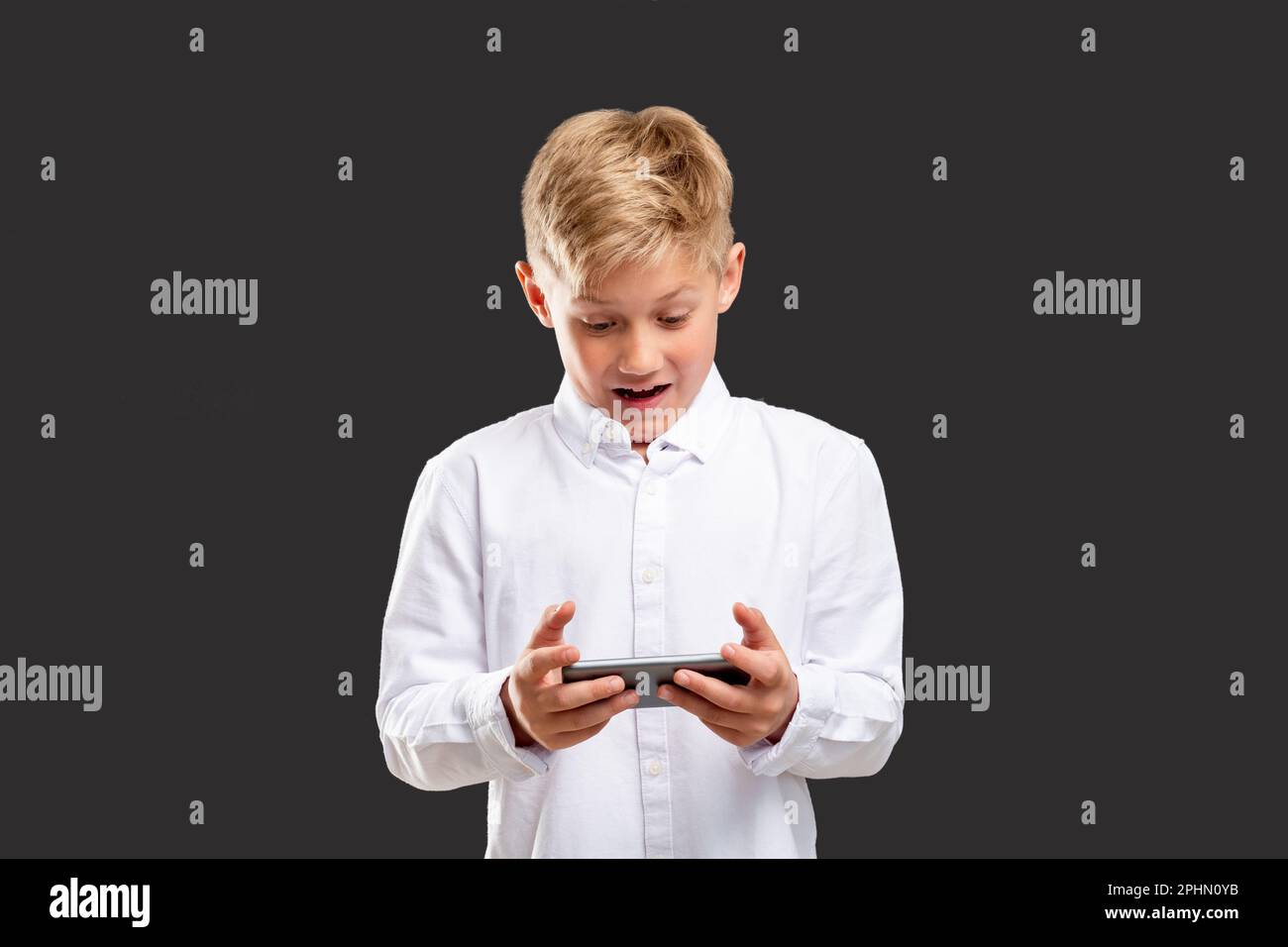 mobile game addiction boy losing playing phone Stock Photo Alamy