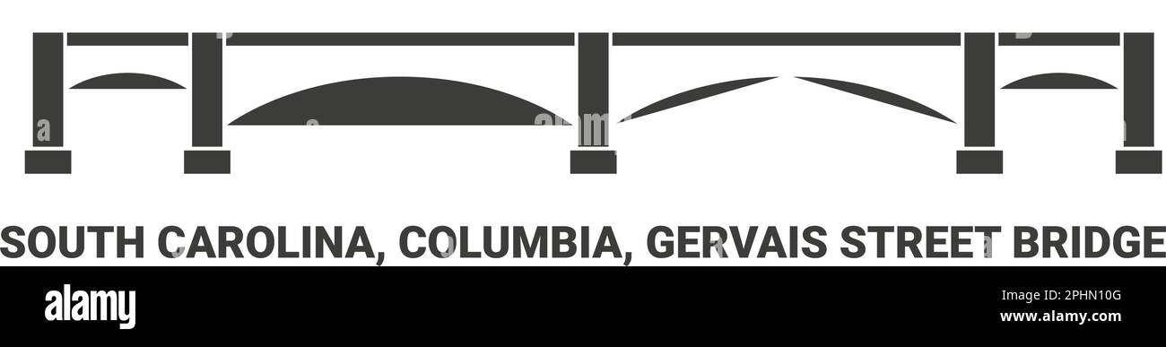 United States, South Carolina, Columbia, Gervais Street Bridge, travel landmark vector illustration Stock Vector