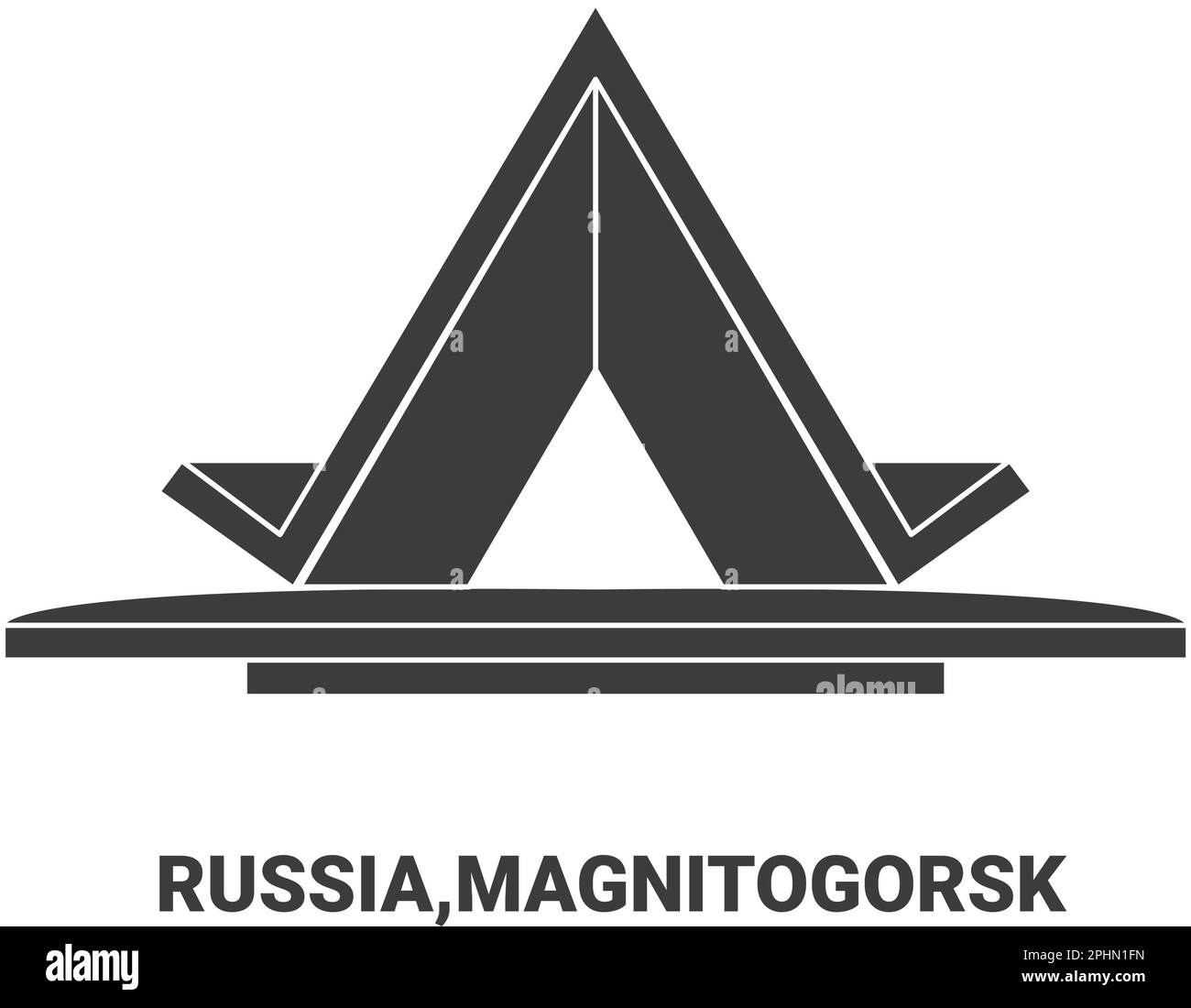 Russia,Magnitogorsk, travel landmark vector illustration Stock Vector