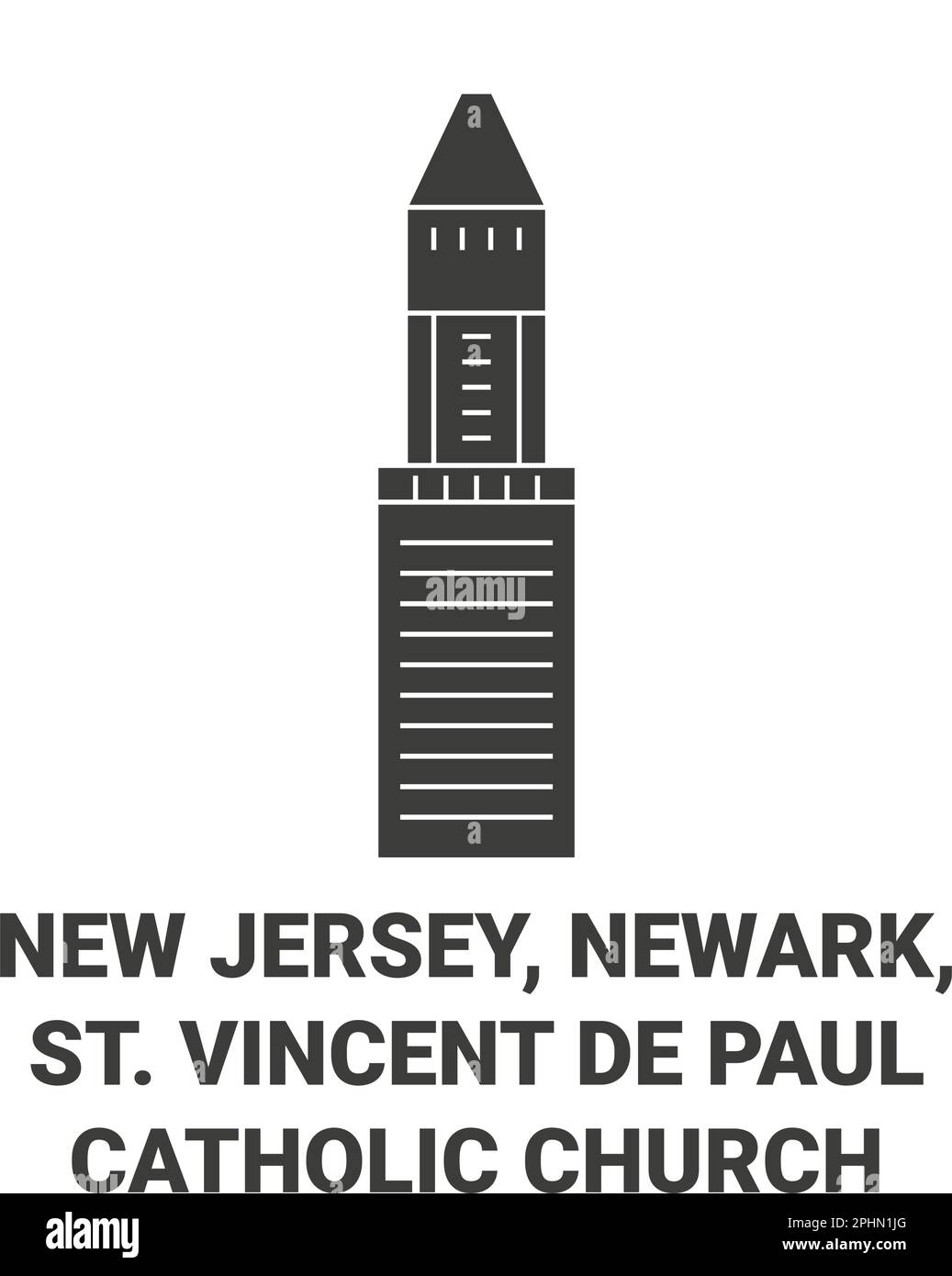 United States, New Jersey, Newark, St. Vincent De Paul Catholic Church travel landmark vector illustration Stock Vector