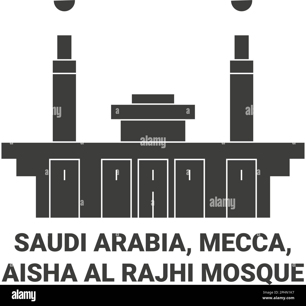 Saudi Arabia, Mecca, Aisha Al Rajhi Mosque travel landmark vector illustration Stock Vector