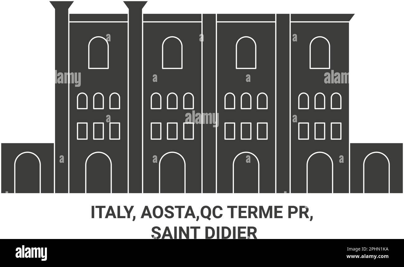 Italy, Aosta,Qc Terme Pr, Saint Didier travel landmark vector illustration Stock Vector