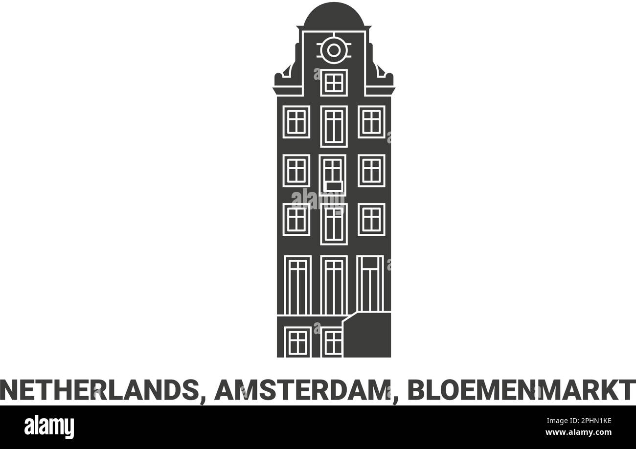 Netherlands, Amsterdam, Bloemenmarkt, travel landmark vector illustration Stock Vector