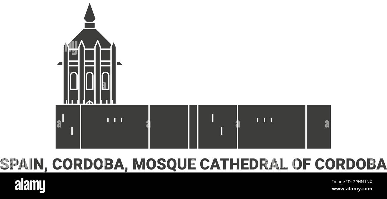 Spain, Cordoba, Mosquecathedral Of Crdoba travel landmark vector illustration Stock Vector