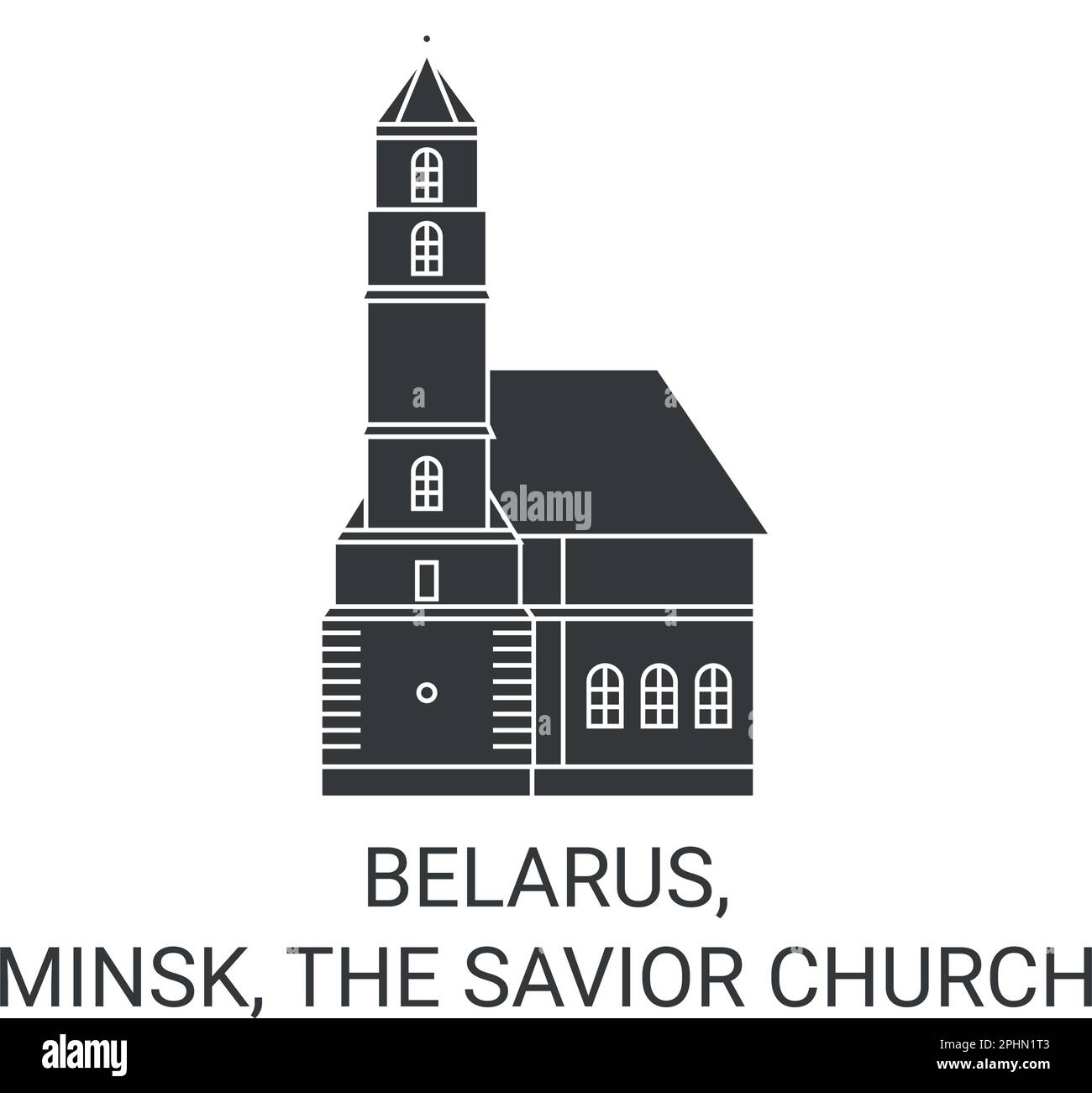 Belarus, Minsk, The Savior Church travel landmark vector illustration Stock Vector