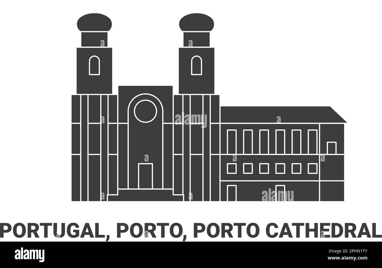 Portugal, Porto, Porto Cathedral, travel landmark vector illustration Stock Vector