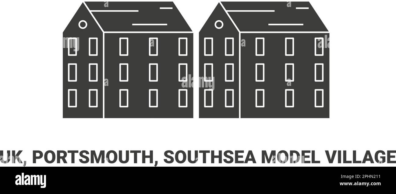 England, Portsmouth, Southsea Model Village, travel landmark vector illustration Stock Vector