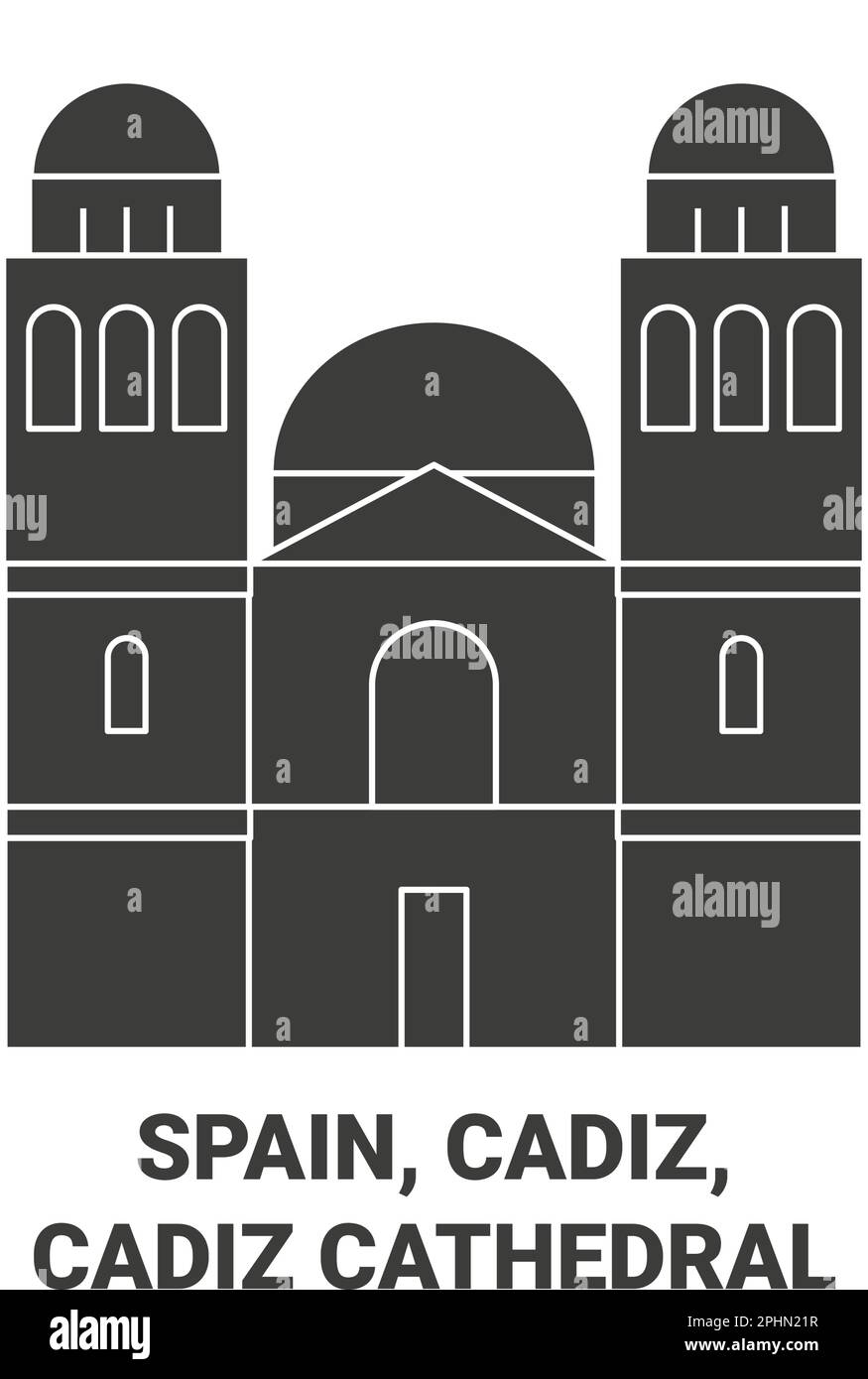 Spain, Cadiz, Cadiz Cathedral travel landmark vector illustration Stock Vector