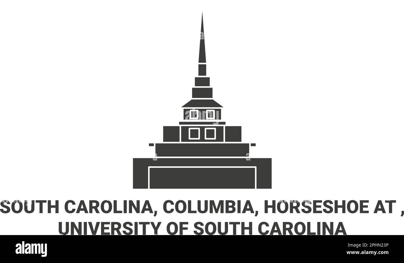 United States, South Carolina, Columbia, Horseshoe At , University Of South Carolina, travel landmark vector illustration Stock Vector