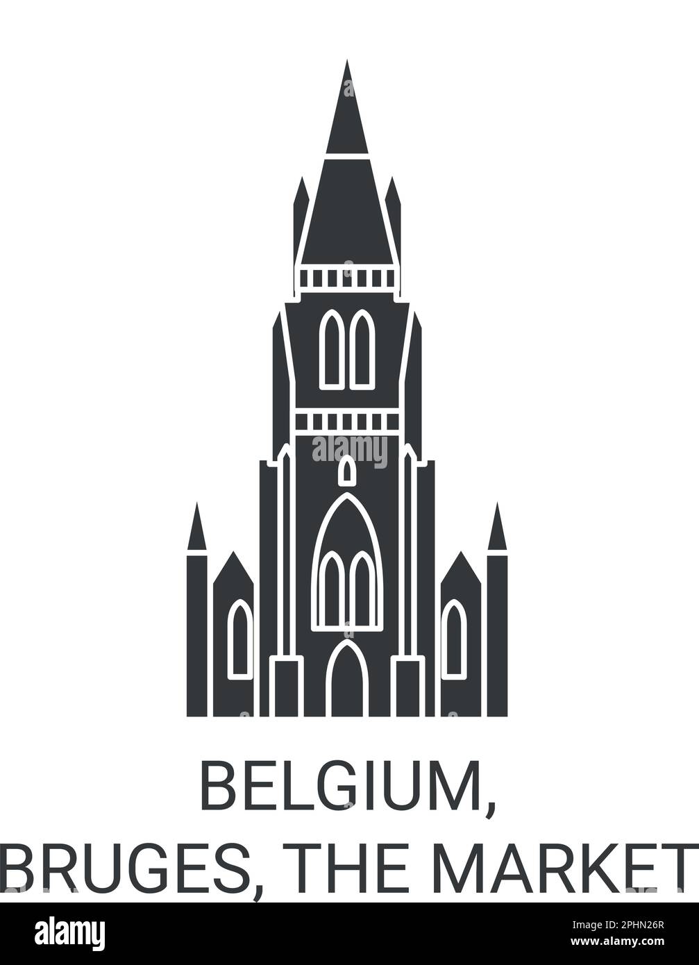 Belgium, Bruges, The Markt travel landmark vector illustration Stock Vector