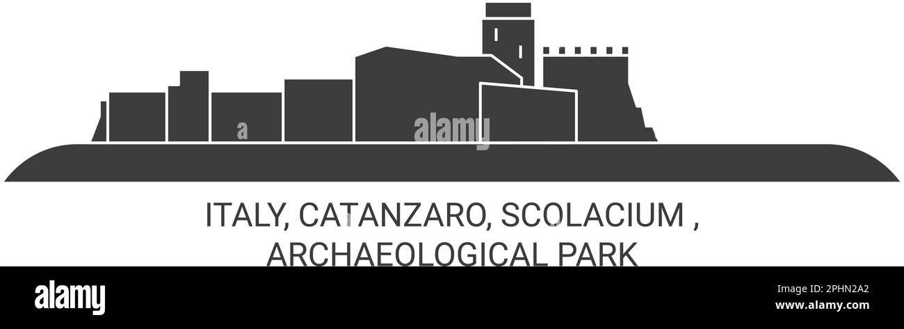 Italy, Catanzaro, Scolacium , Archaeological Park travel landmark vector illustration Stock Vector