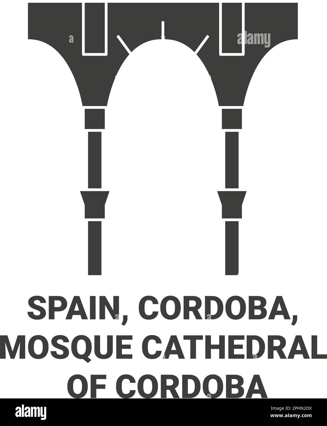 Spain, Cordoba, Mosque Cathedral Of Cordoba travel landmark vector illustration Stock Vector