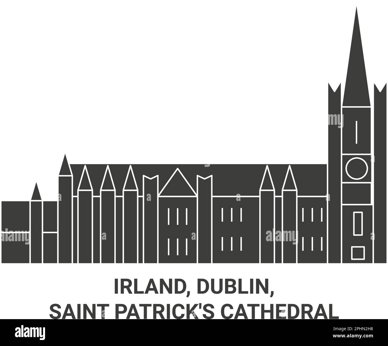 Irland, Dublin, Saint Patrick's Cathedral travel landmark vector illustration Stock Vector