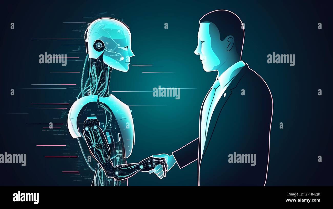 Ai robot businessman hand vector hi-res stock photography and images ...