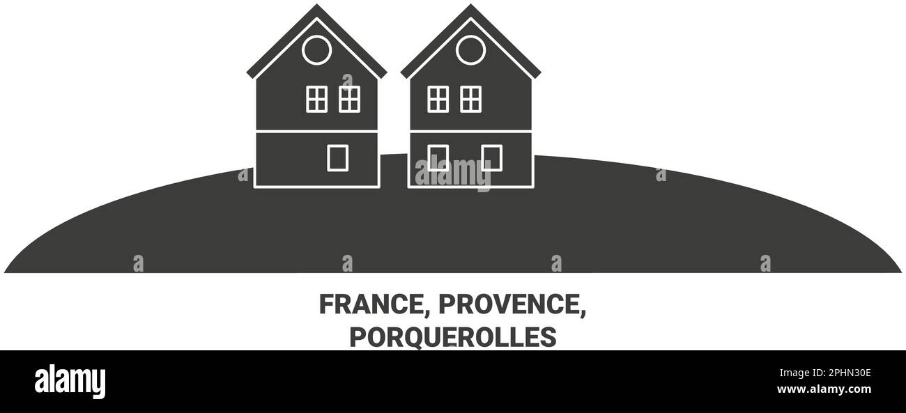 France, Provence, Porquerolles travel landmark vector illustration Stock Vector