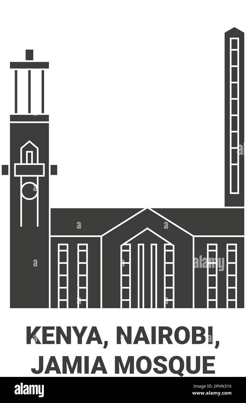 Kenya, Nairobi, Jamia Mosque travel landmark vector illustration Stock