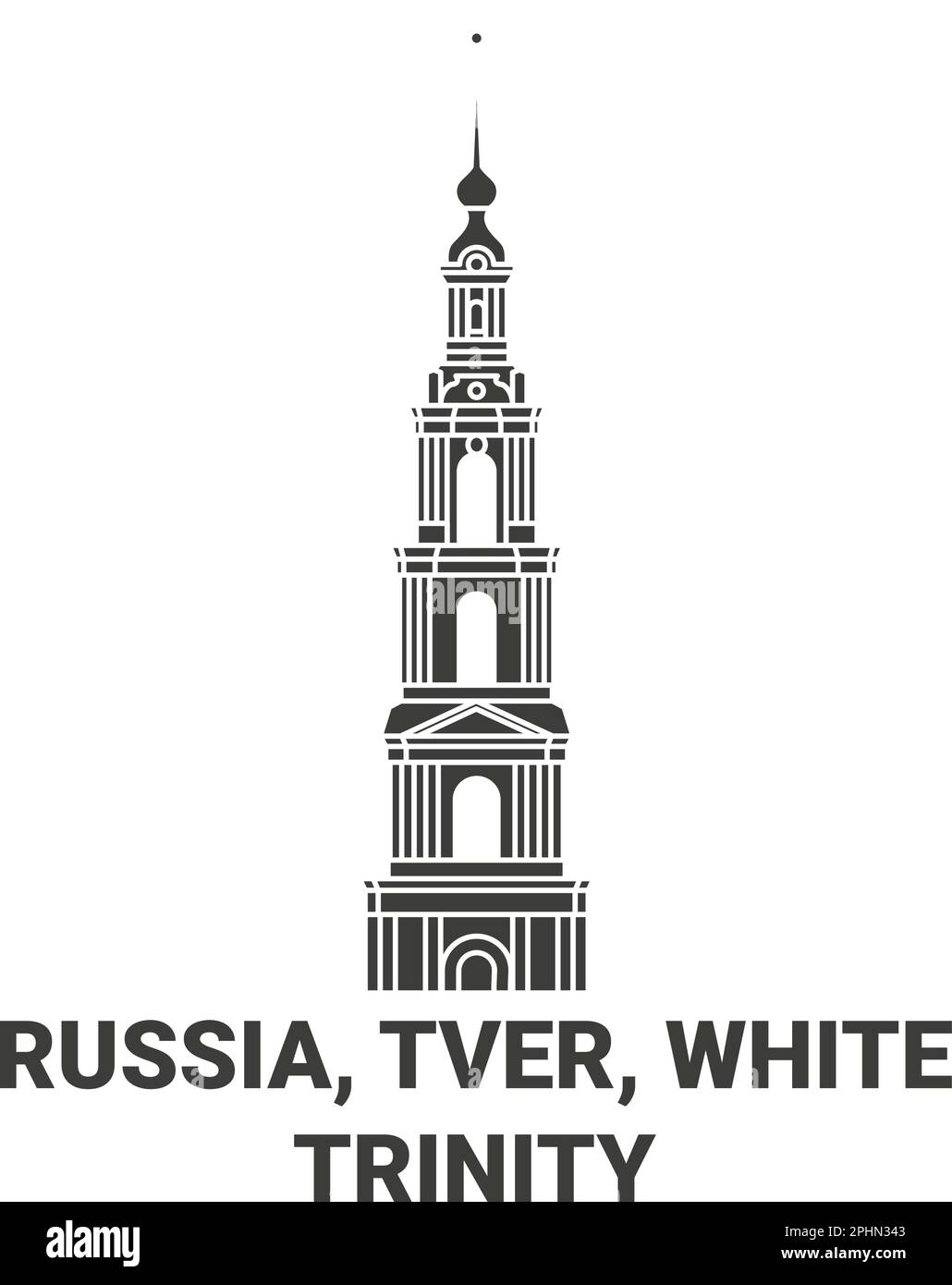 Russia, Tver, White Trinity, travel landmark vector illustration Stock Vector