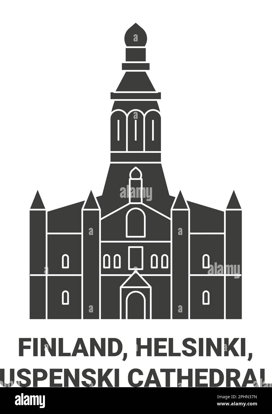 Finland, Helsinki, Uspenski Cathedral travel landmark vector illustration Stock Vector