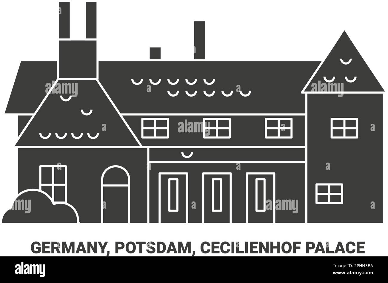 Germany, Potsdam, Cecilienhof Palace travel landmark vector illustration Stock Vector