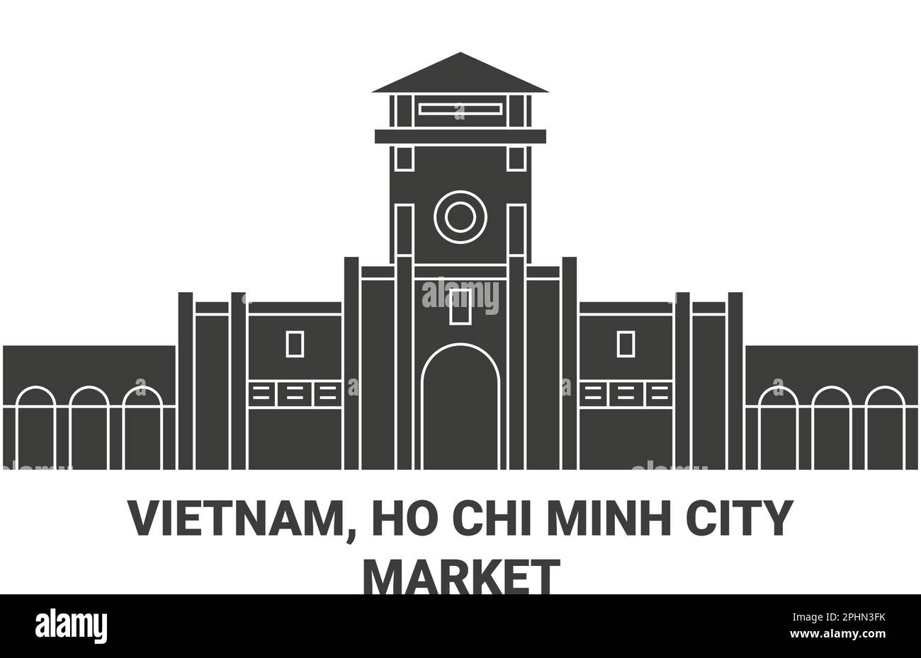 Vietnam, Ho Chi Minh City, Bn Thnh Market travel landmark vector illustration Stock Vector
