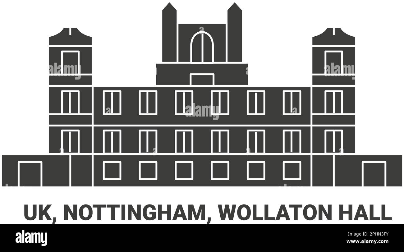 England, Nottingham, Wollaton Hall, travel landmark vector illustration Stock Vector