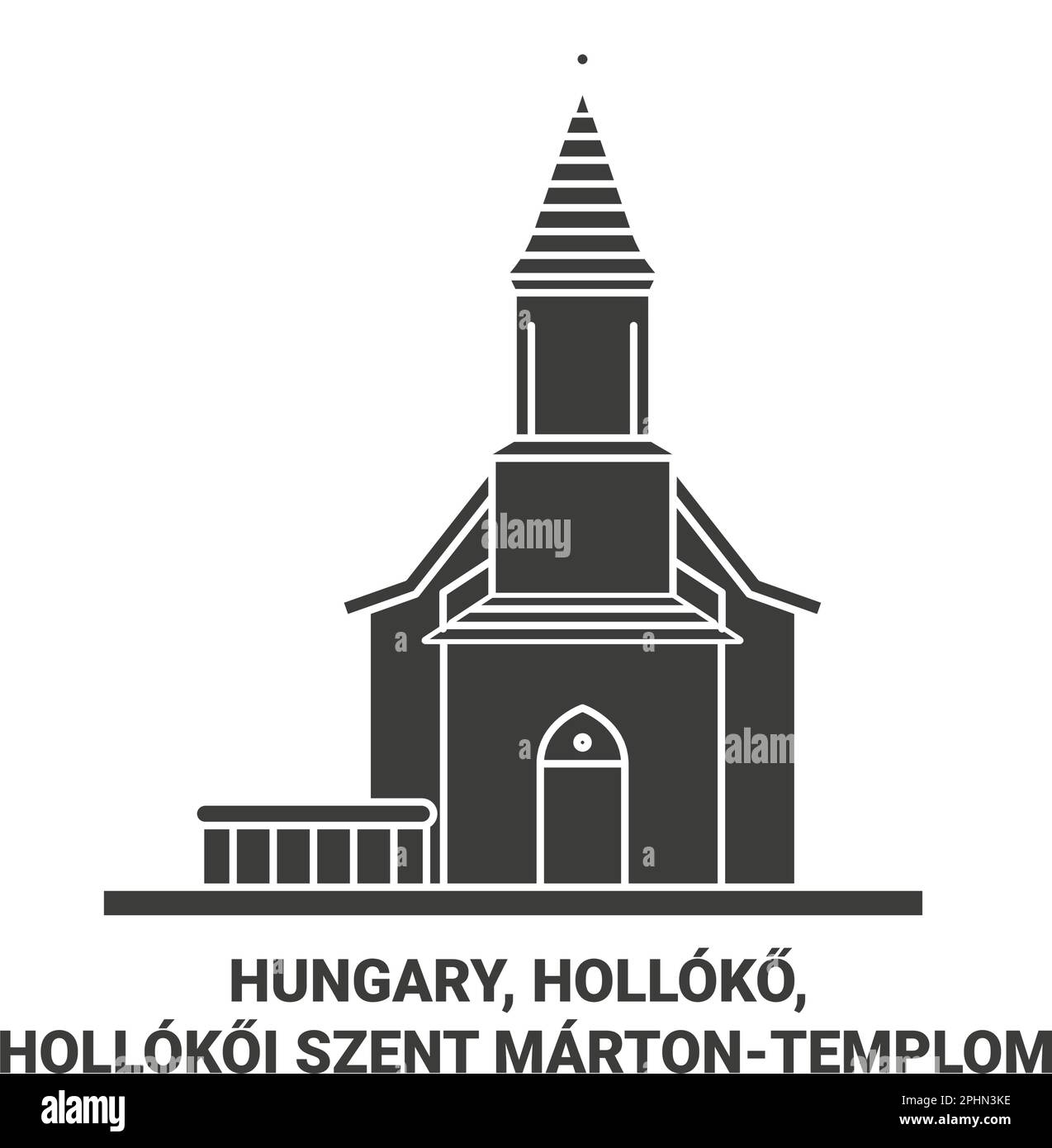 Hungary, Holloko, Hollokoi Szent Martontemplom travel landmark vector illustration Stock Vector