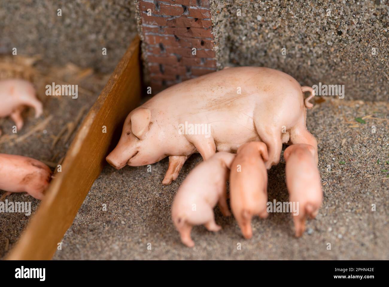 Pigs Miniature Toy Farm Animals Stock Photo Alamy