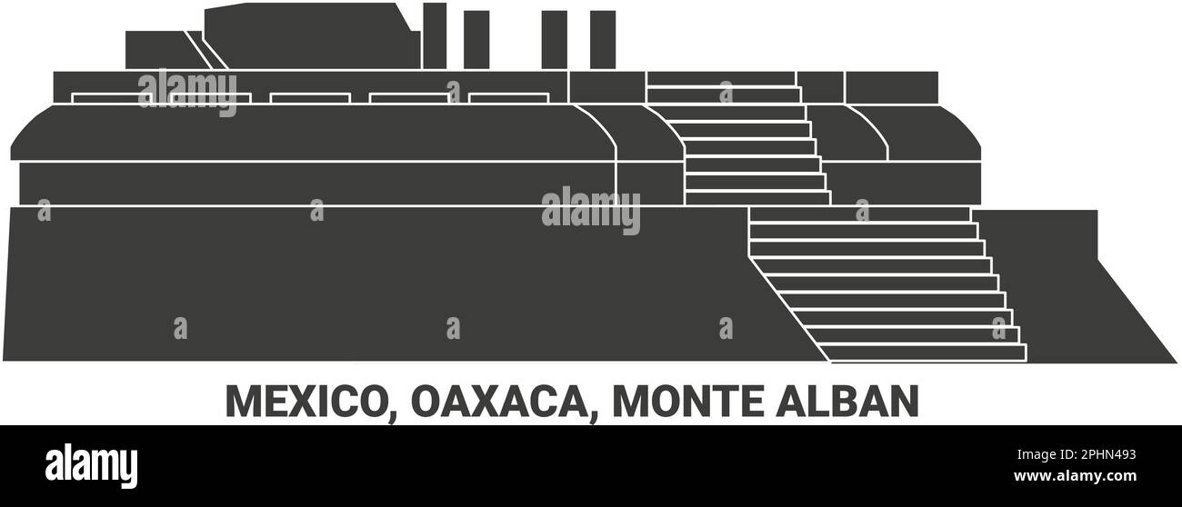 Mexico, Oaxaca, Monte Alban travel landmark vector illustration Stock Vector
