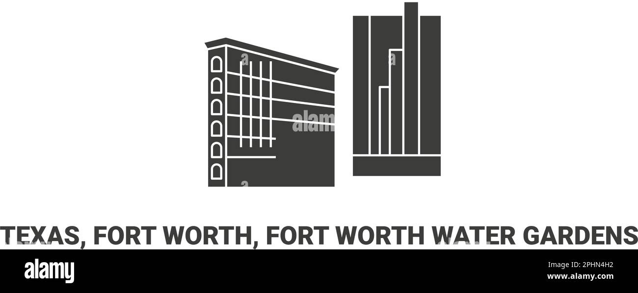 United States, Texas, Fort Worth, Fort Worth Water Gardens, travel landmark vector illustration Stock Vector