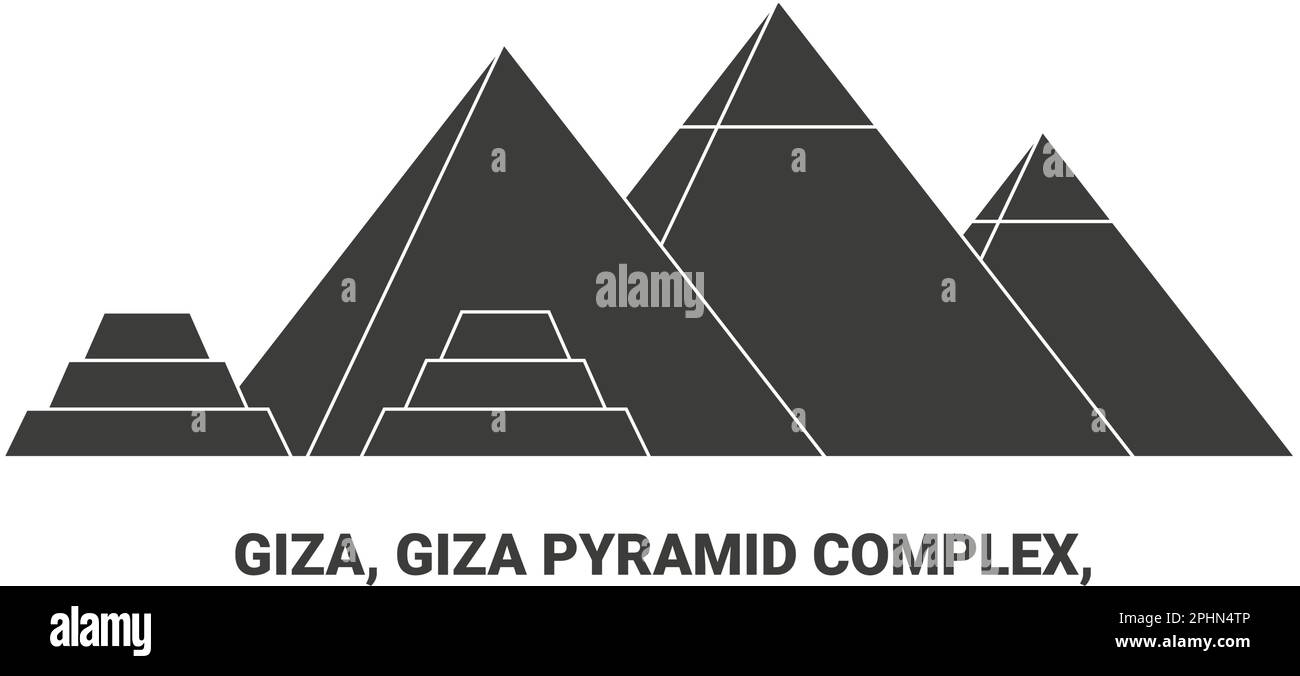 Egypt, Giza, Giza Pyramid Complex, travel landmark vector illustration Stock Vector
