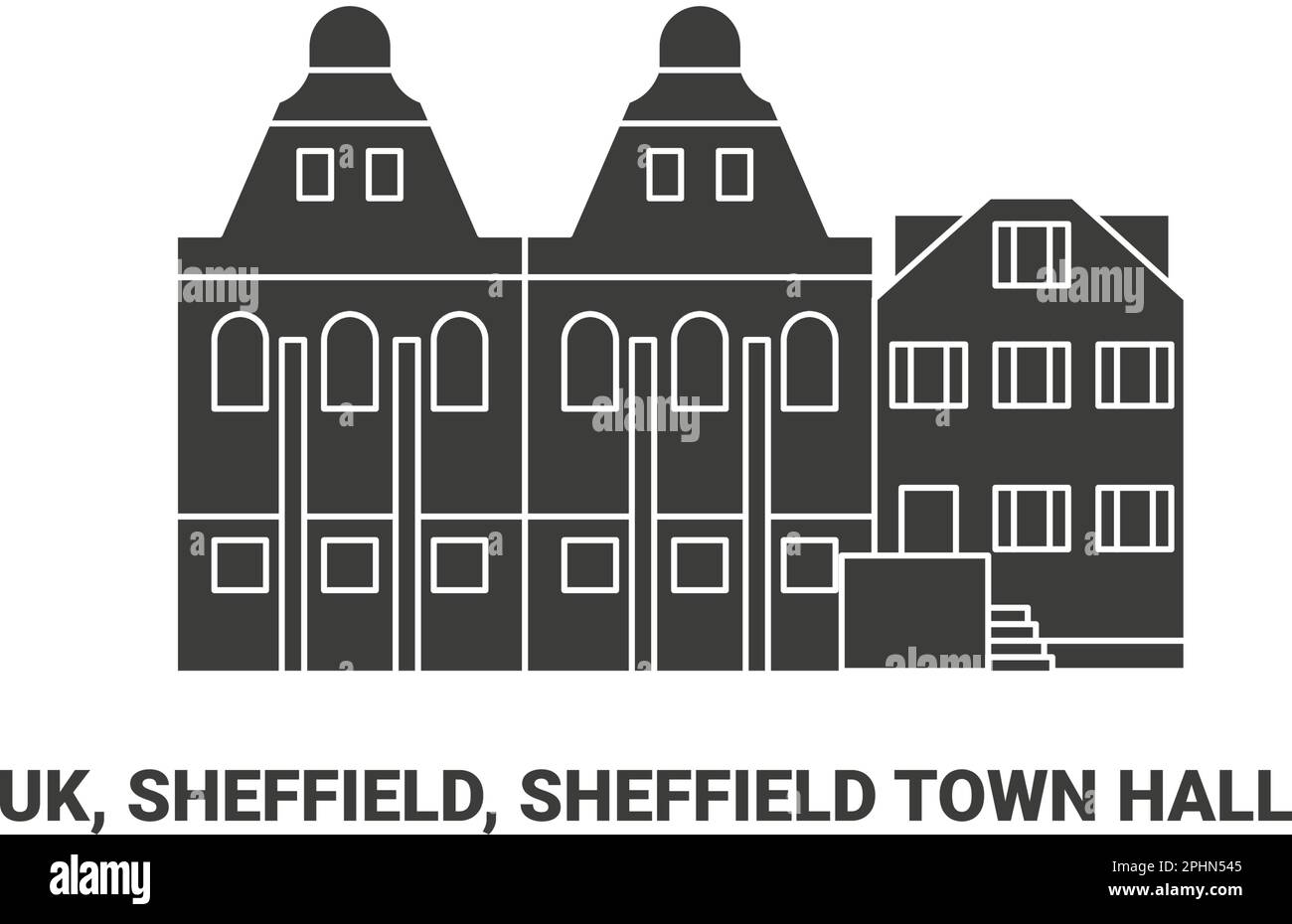 England, Sheffield, Sheffield Town Hall, travel landmark vector illustration Stock Vector
