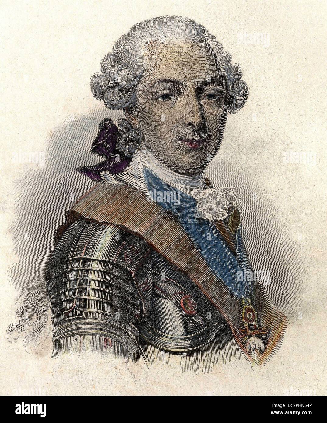 Portrait de Louis Jean Marie de Bourbon, duc de Penthievre (1725-1793), grand amiral et mecene francais.Gravure vers 1835 Stock Photo