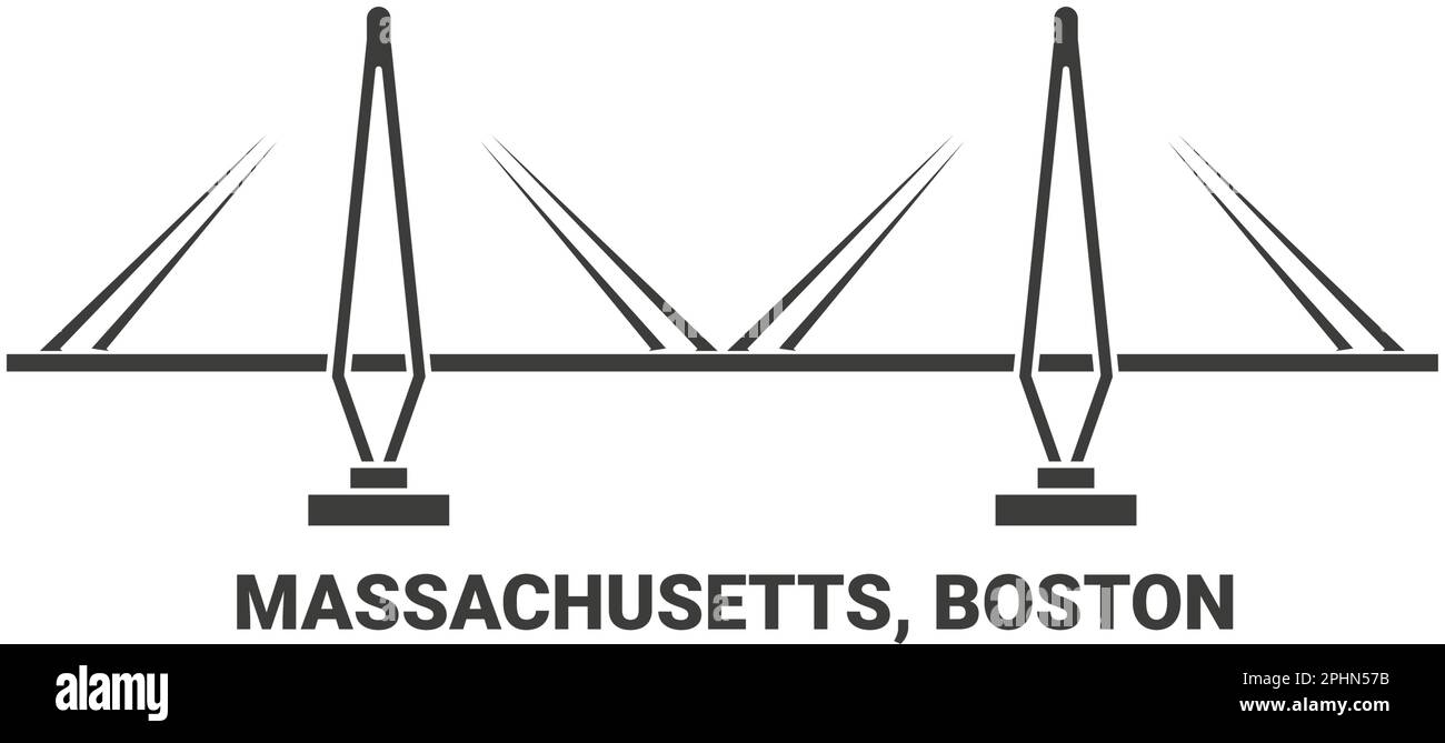 United States, Massachusetts, Boston travel landmark vector illustration Stock Vector