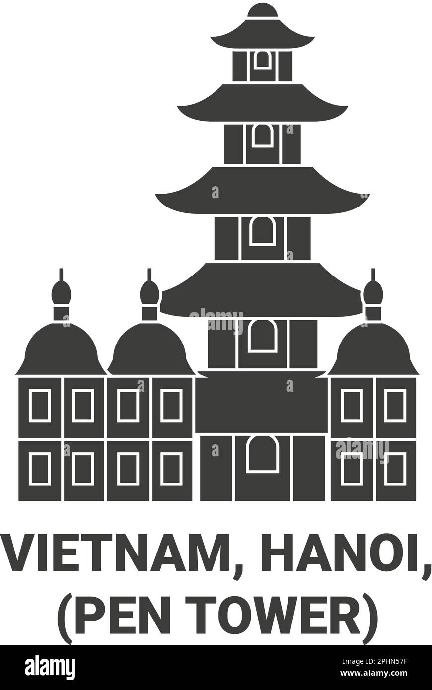 Vietnam, Hanoi, Thp Bt Pen Tower travel landmark vector illustration Stock Vector