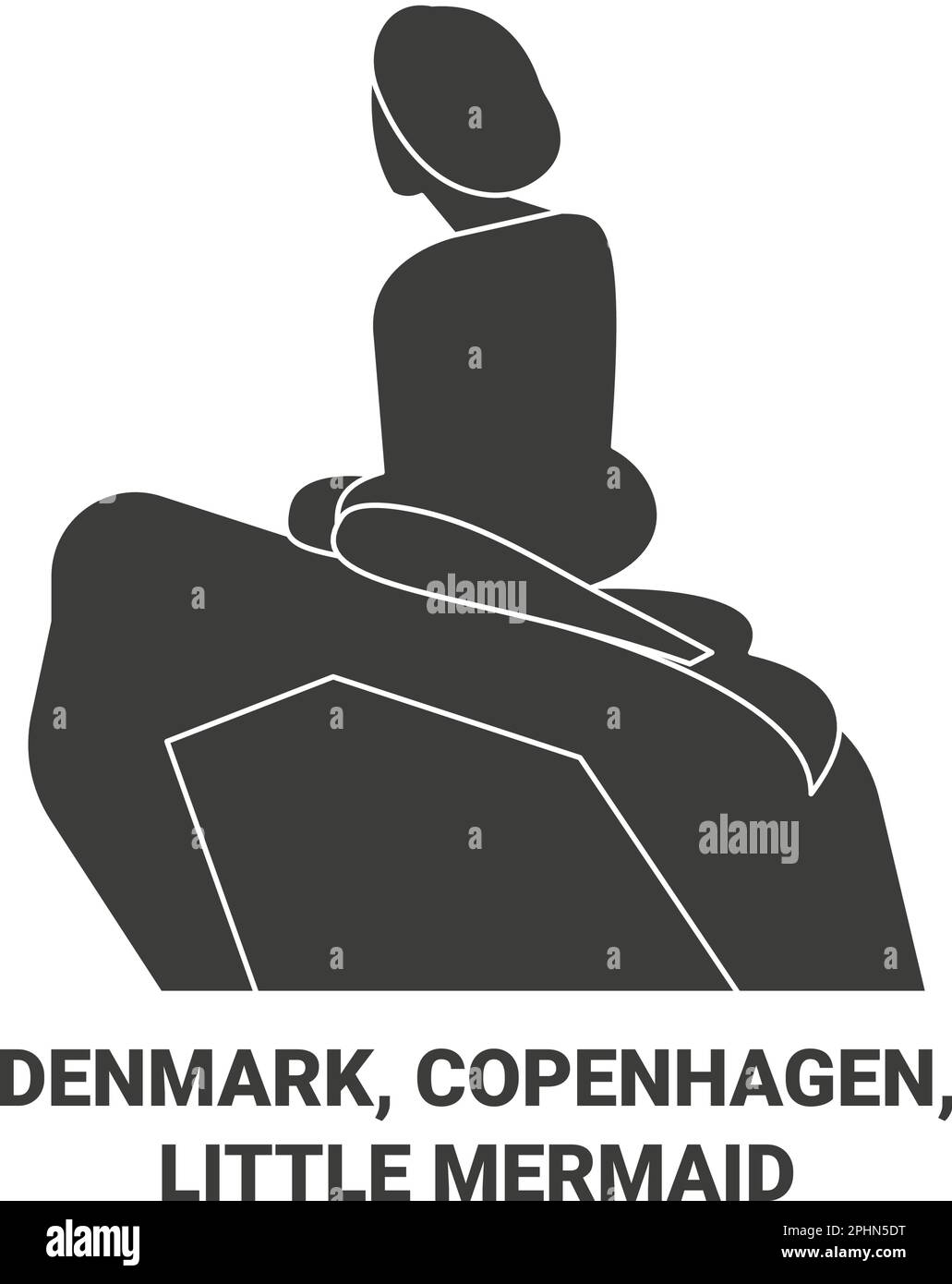 Denmark, Copenhagen, Little Mermaid travel landmark vector illustration Stock Vector
