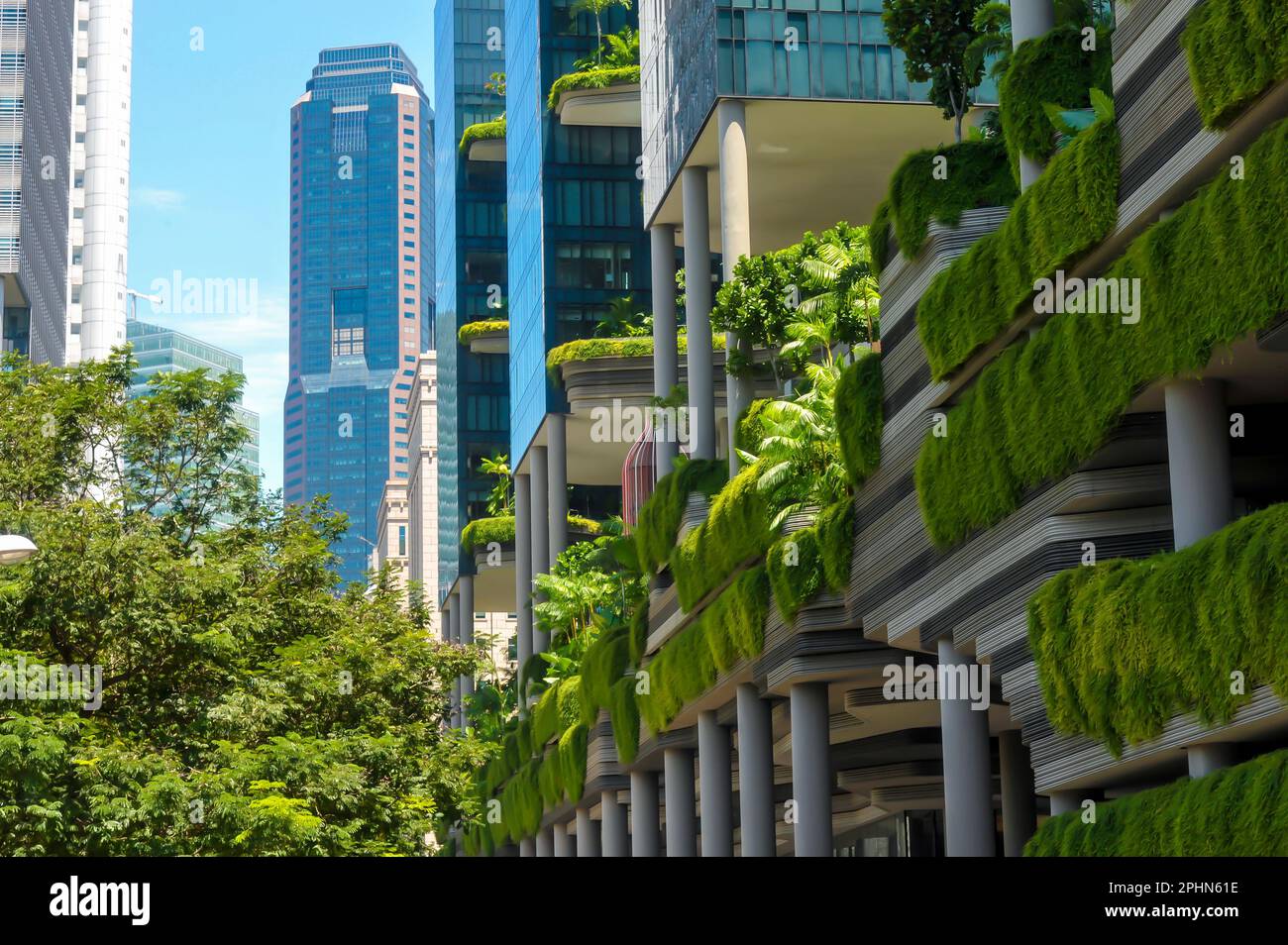 Singapore. PARKROYAL Garden Hotel on Pickering. This exceptional establishment has more than 15,000 m² of lush skygarden, with more than fifty varieti Stock Photo