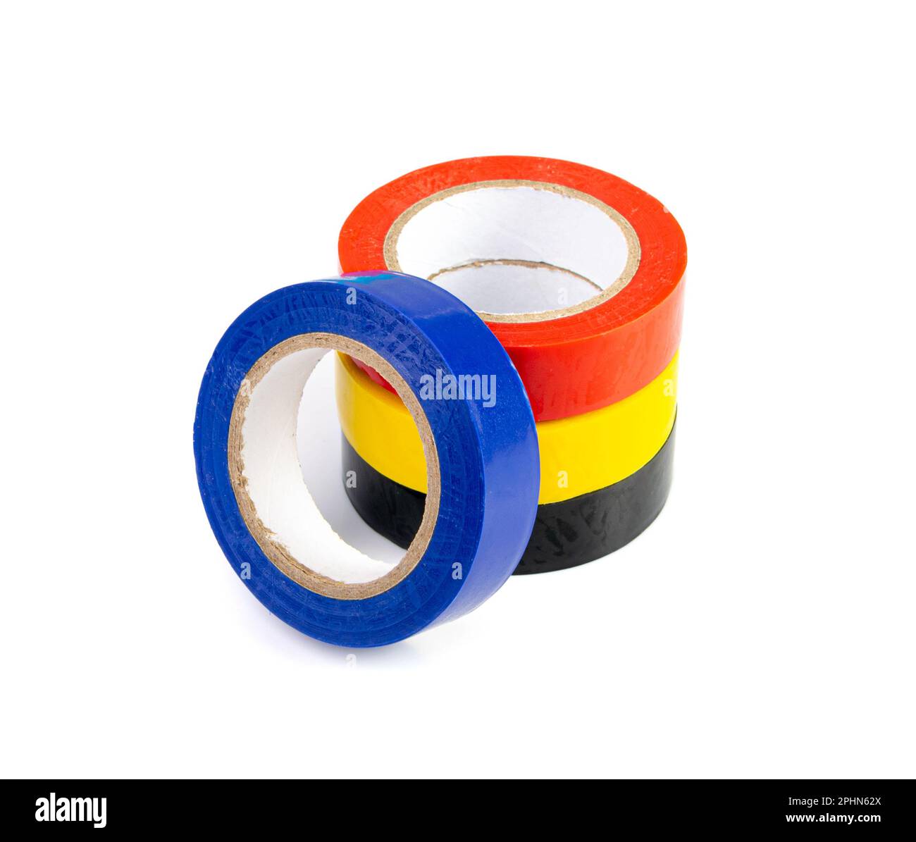 Blue Red Electrical Tape Isolated, Plastic Duct Tape Rolls, Colored