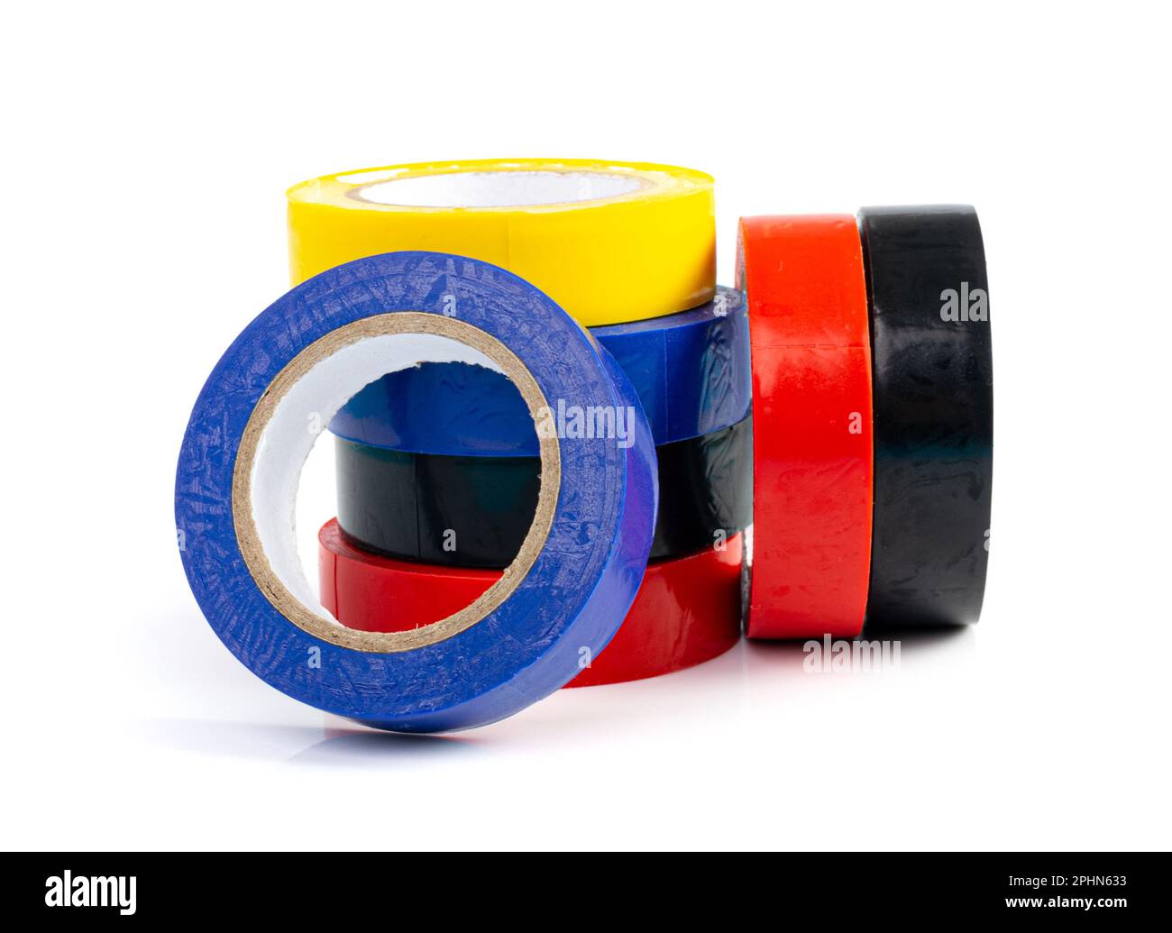 Blue Red Electrical Tape Isolated, Plastic Duct Tape Rolls, Colored  Adhesive Tapes on White Background Stock Photo - Alamy