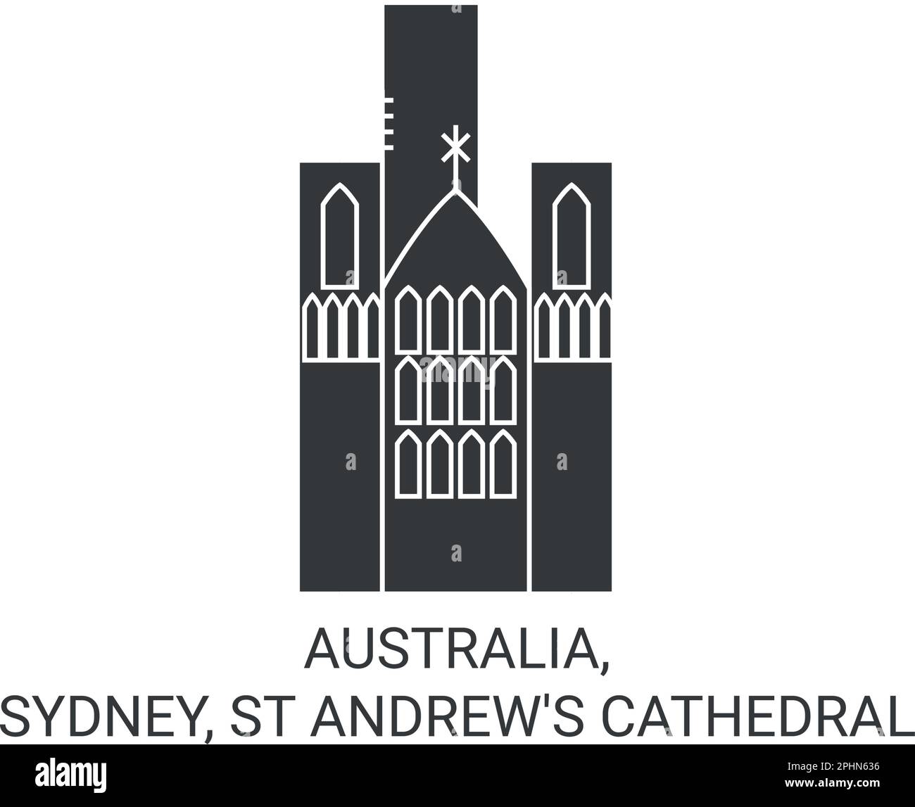 Australia, Sydney, St Andrew's Cathedral travel landmark vector illustration Stock Vector