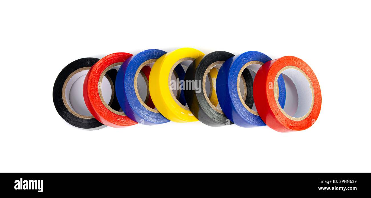 Colorful Electrical Tape Isolated, Plastic Duct Tape Rolls, Colored ...