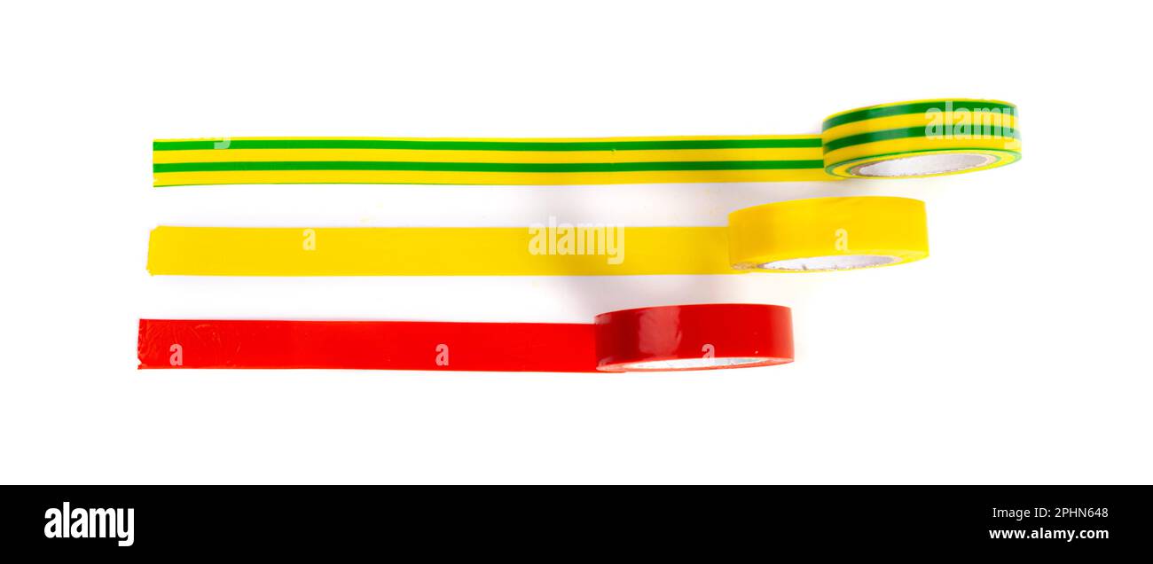 Blue Red Electrical Tape Lines Isolated, Plastic Duct Tape Rolls