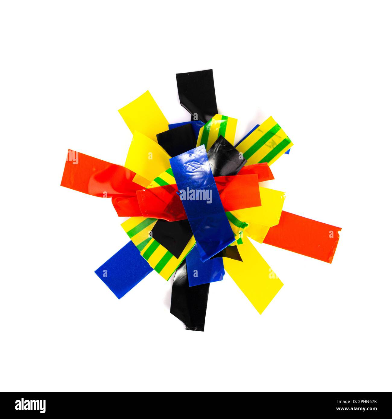 Colored Electrical Sticky Tapes, Adhesive Pieces Isolated, Plastic Duct