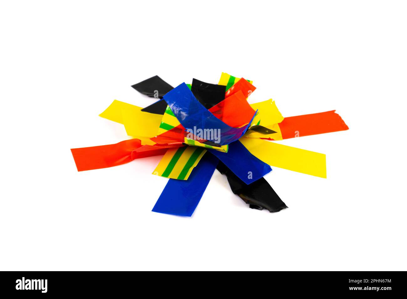 Colored Electrical Sticky Tapes, Adhesive Pieces Isolated, Plastic Duct
