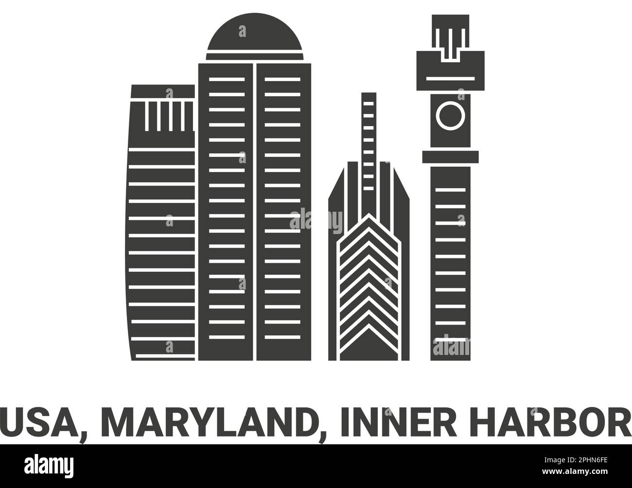 United States, Maryland, Inner Harbor, travel landmark vector illustration Stock Vector