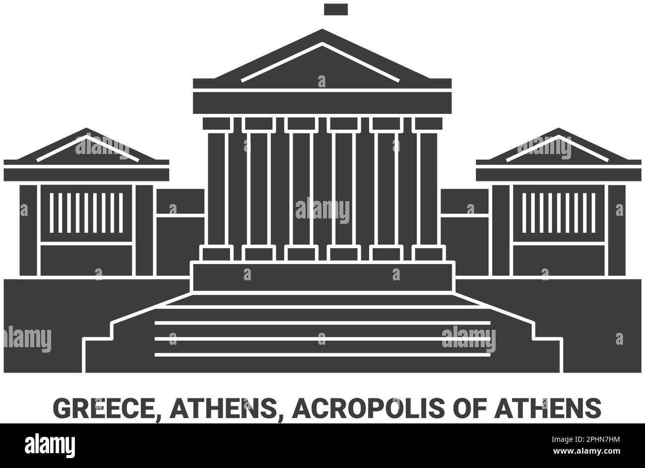 Greece, Athens, Acropolis Of Athens travel landmark vector illustration Stock Vector