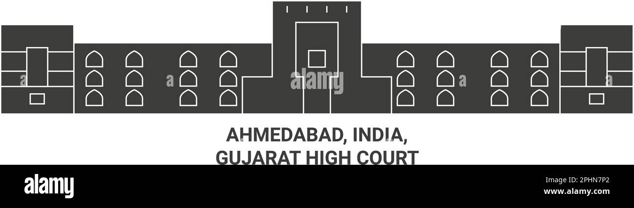 India, Ahmedabad, Gujarat High Court travel landmark vector illustration Stock Vector