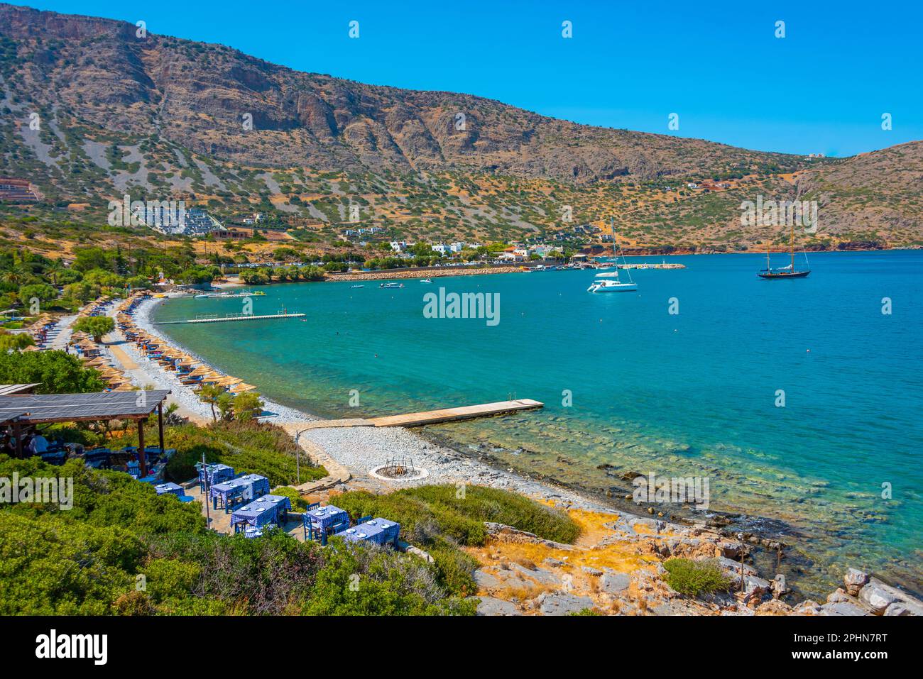 Beach At Plaka Village At Crete Island Of Greece Stock Photo Alamy